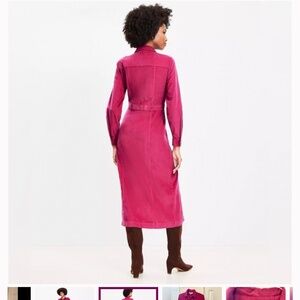 Loft dark raspberry corduroy dress